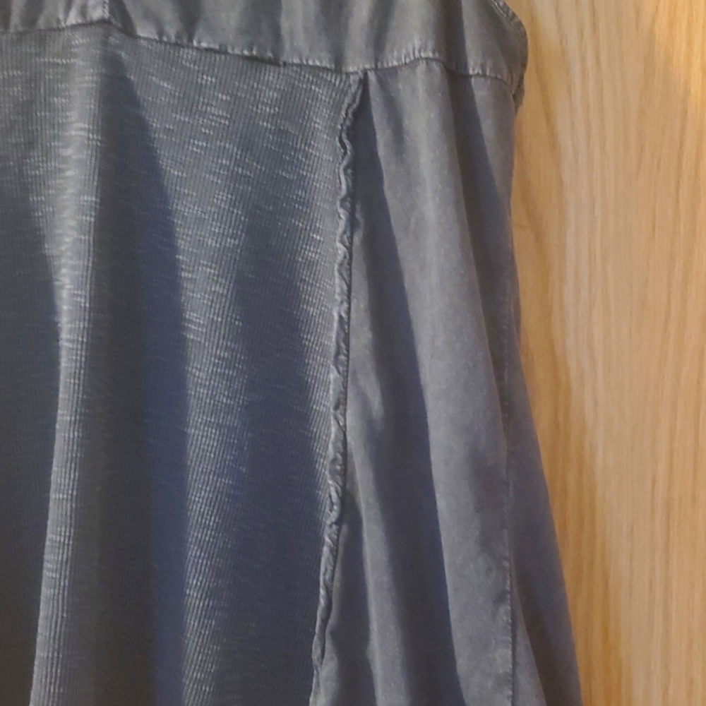 Charcoal Grey Bi Texture Sleeveless Top with Mock Lace Detail - Picture 5 of 5